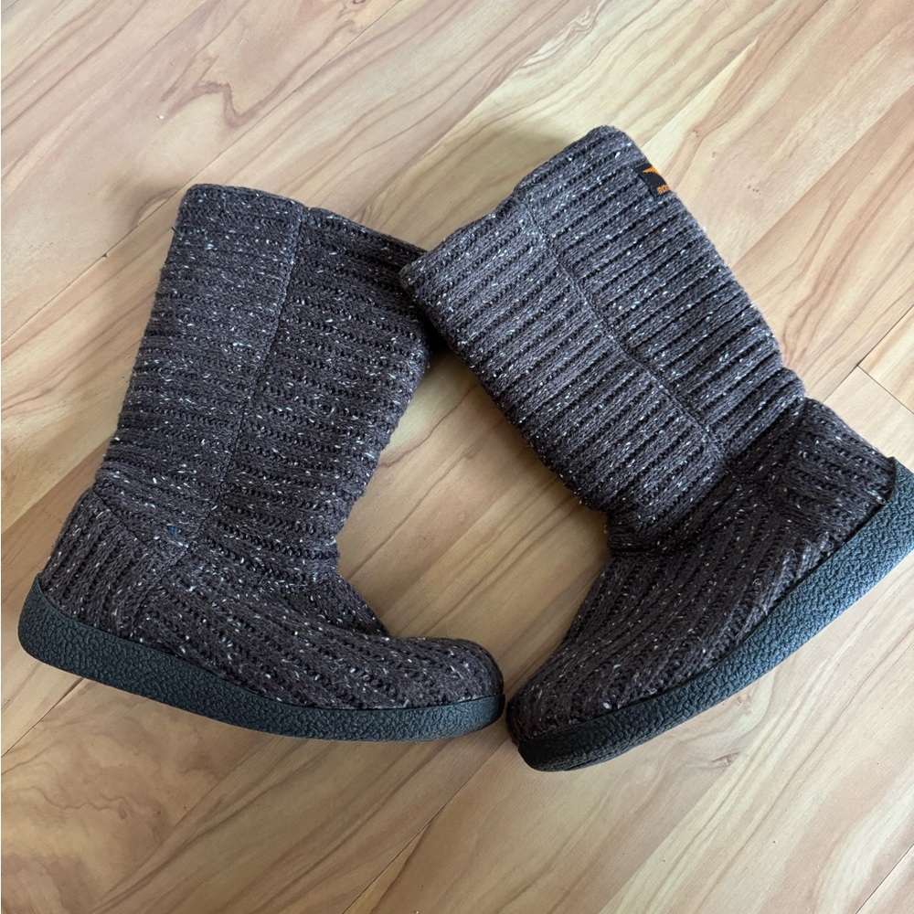 Rocket Dog Brown Knit Slipper Boots – Brown Tweed